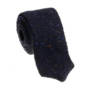NEW PACIFIC SILK cashmere and wool knit tie in navy